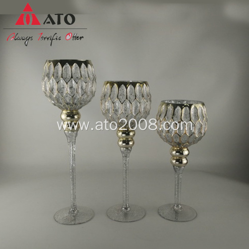 Gold Electroplate Glass Candle Holder for Party Decor